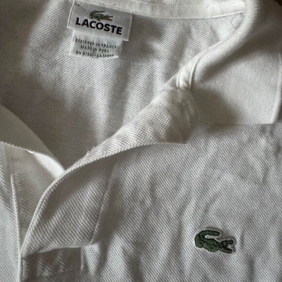 Lacoste White Mens Long Polo Long Sleeve Shirt size 5 men’s large - Picture 3 of 7